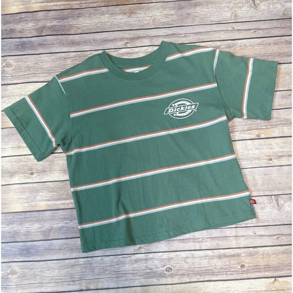DICKIES Green Ribbed Striped Short Sleeve Crew Neck T-Shirt Juniors S - Picture 4 of 7